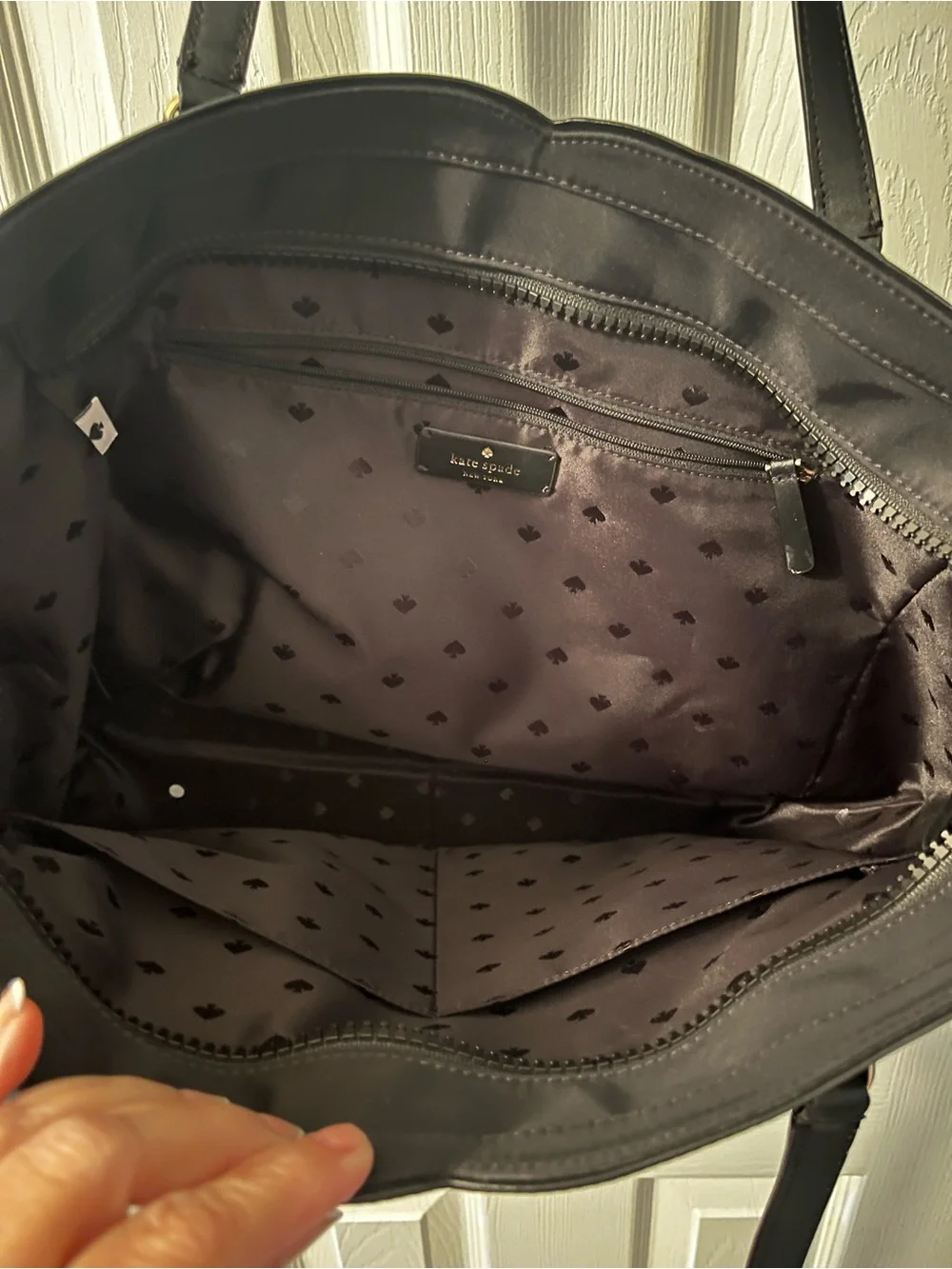 kate spade Black Nylon Tote with Top Handles and Front Zip Pocket